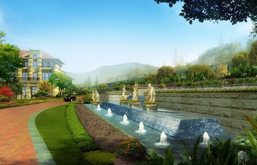 別墅噴泉效果圖