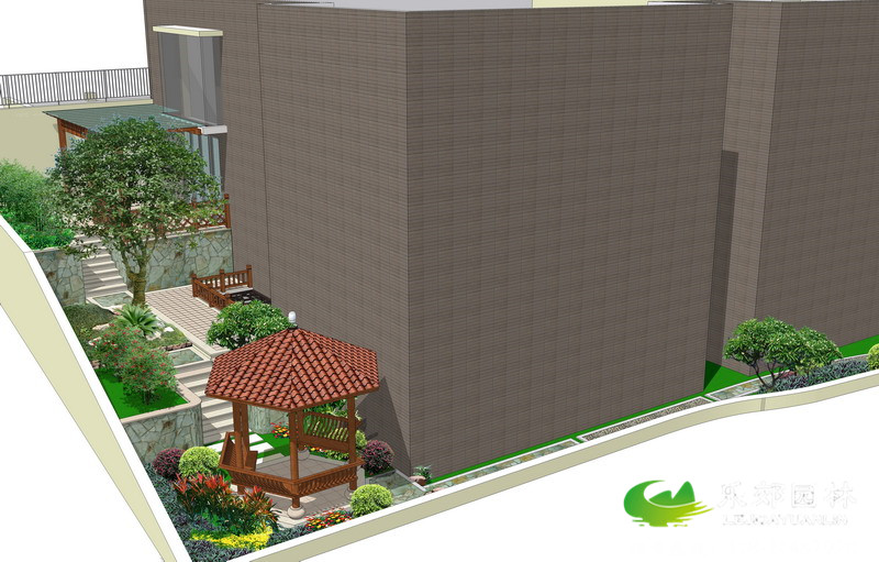 下沉式別墅花園左邊設計效果圖