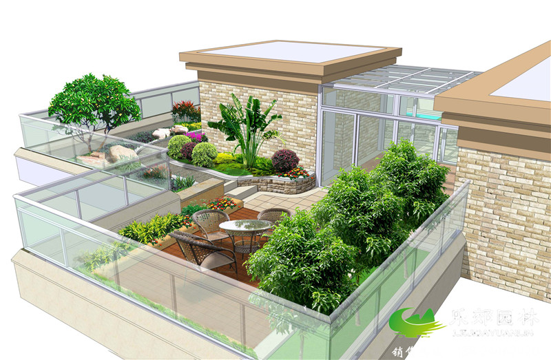 別墅樓頂花園設計效果圖