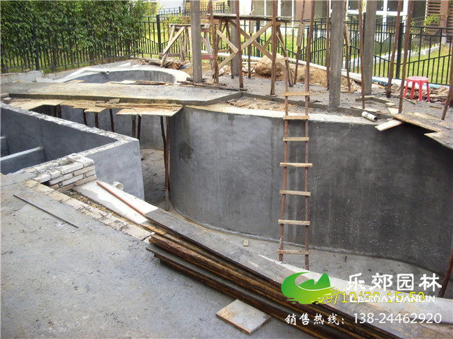 廣州江南世家別墅2米深魚(yú)池施工圖2