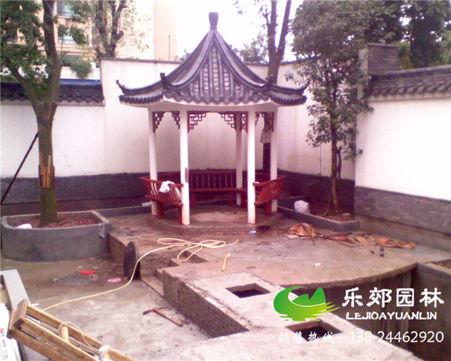 廣州清華坊中式庭院裝修現場(chǎng)施工圖2