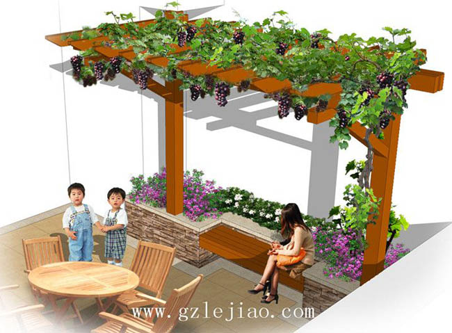 庭院木制花架效果圖