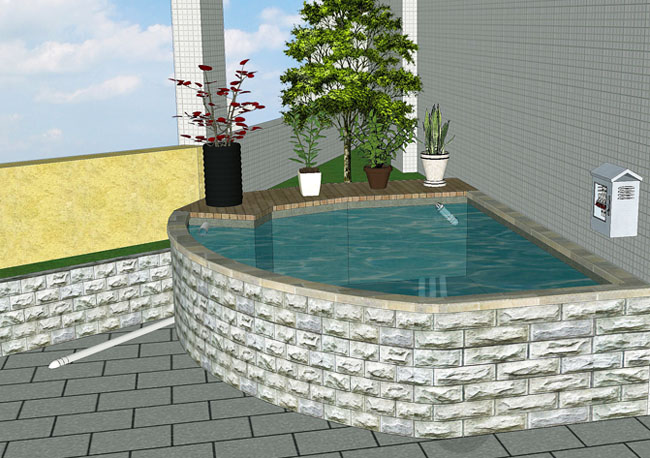 家庭樓頂花園魚(yú)池設計圖