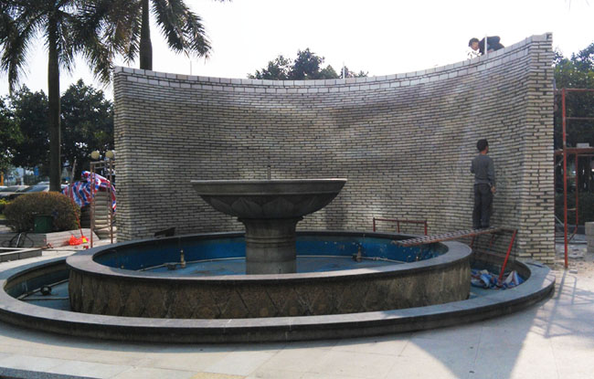 流水景墻施工圖片