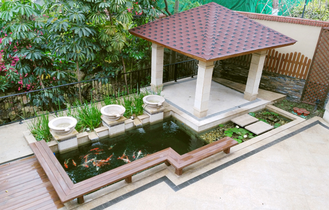 庭院魚(yú)池假山圖片