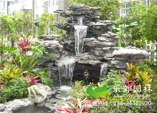 英石堆的魚(yú)池假山流水設計圖2