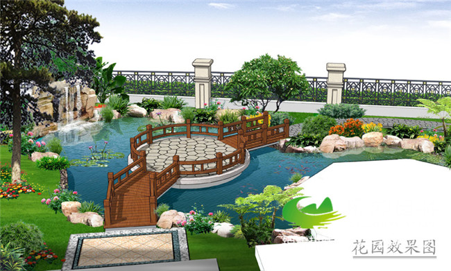 庭院院子假山魚(yú)池效果圖5