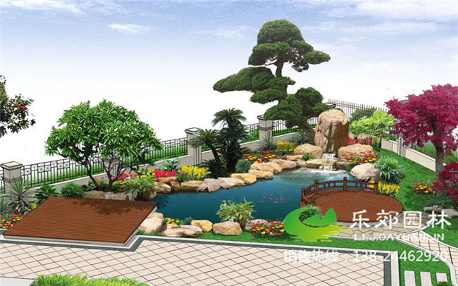 小庭院假山魚(yú)池效果圖7