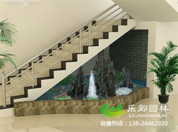 公司樓梯小魚(yú)池假山設計圖