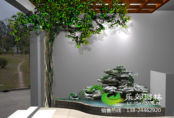 室內魚(yú)池假山效果圖