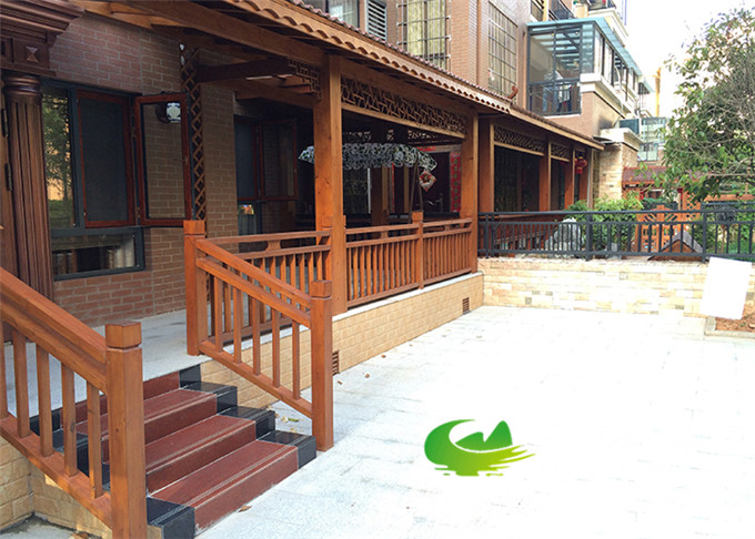 別墅防腐木庭院長(cháng)廊設計圖