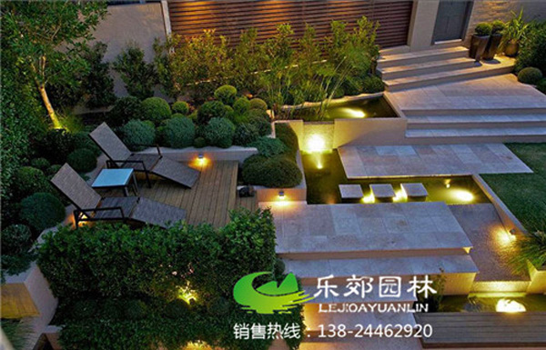 補充了光源的庭院水體景觀(guān)圖片