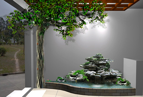 庭院防腐木花架設計效果圖4