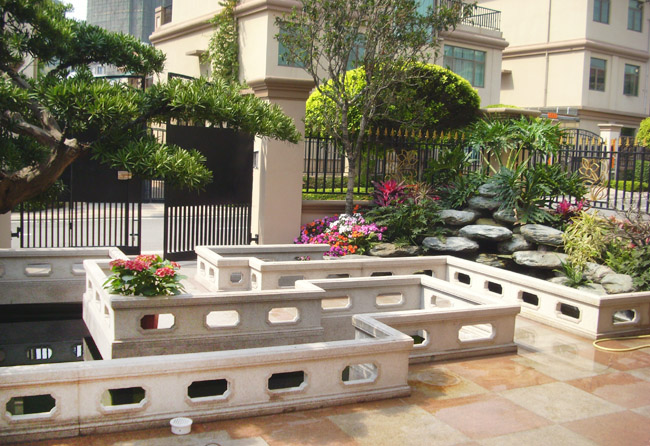 別墅庭院魚(yú)池假山實(shí)景圖