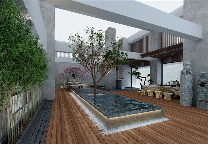 公司樓頂景觀(guān)魚(yú)池設計效果圖3