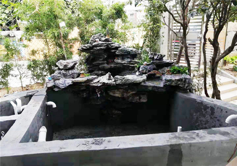 家庭院子魚(yú)池假山設計實(shí)景圖3
